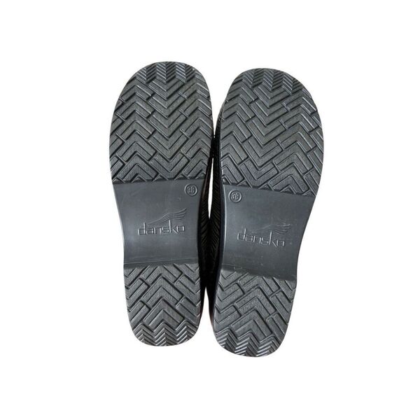 Dansko Black Sliver Tooled Leather Clog Shoes Size 38 US 7.5 8 Slip On Comfort - Picture 7 of 11